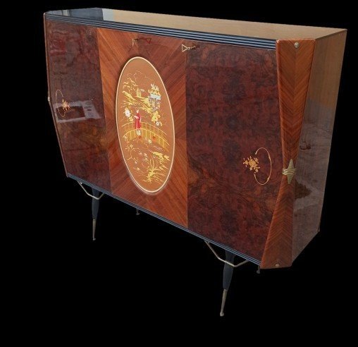 Mobile bar credenza anni 50 attribuito a paolo buffa-photo-2