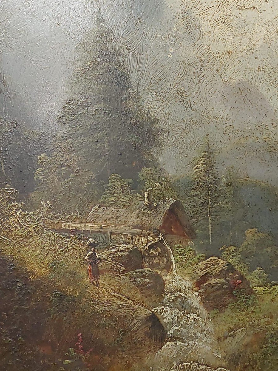 Bellissima Coppia Paesaggi scuola  Barbizon, dipinti  Olio Su Tavola Firmati F.Robin -photo-4