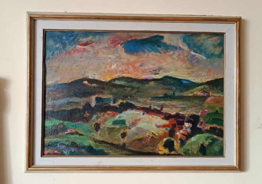 DIPINTO 1939 PAESAGGIO OLIO TAVOLA DILVO LOTTI SAN MINIATO 1914-2004