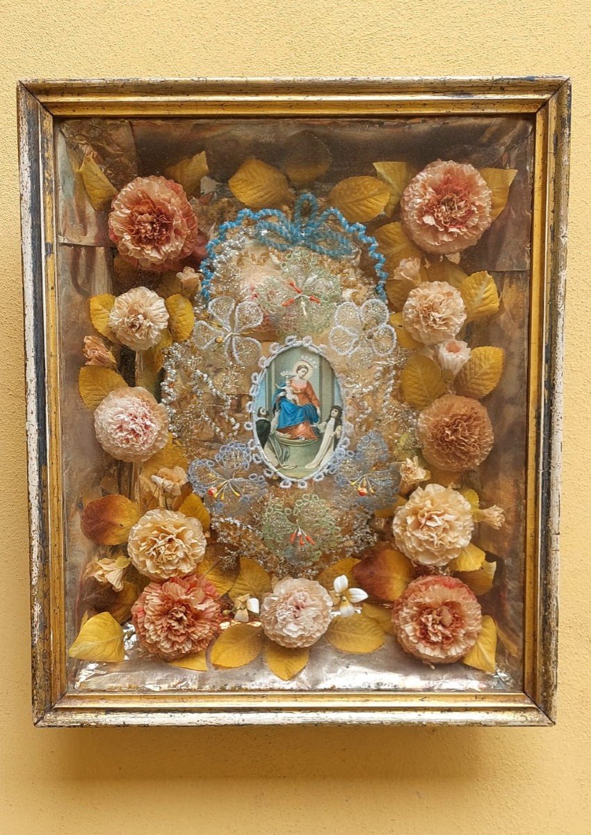  Teca  devozionale Madonna del Rosario XIX SECOLO-photo-1