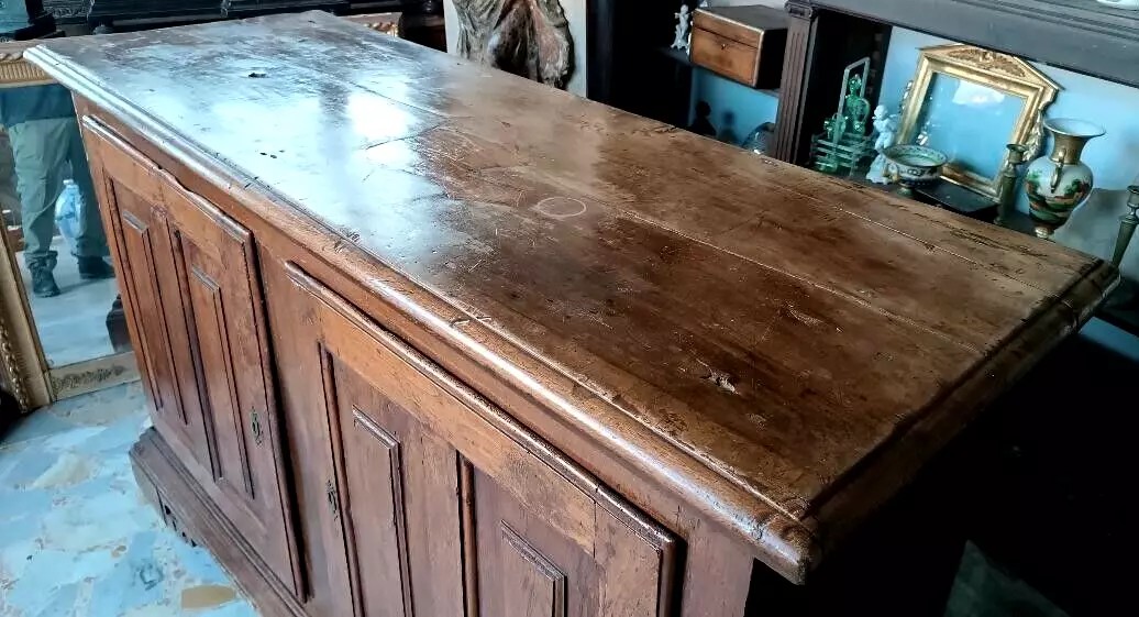 Grande credenza antica in noce italia settentrionale XVII secolo-photo-2