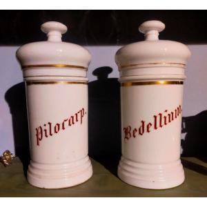 Coppia vasi da farmacia porcellana XIX secolo