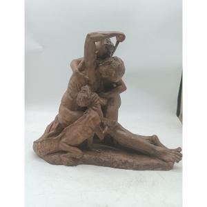 scultura terracotta prima meta' xx secolo scena mitologica