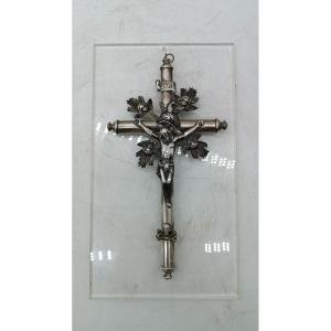 Cristo con croce -  argento XIX secolo italia