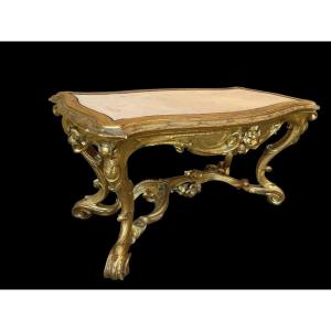 Antico tavolo da centro in legno dorato ,Roma XIX SECOLO