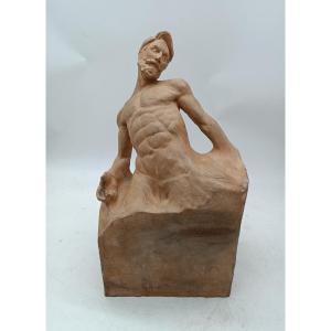 Scultura terracotta primi 900 firmata vuch