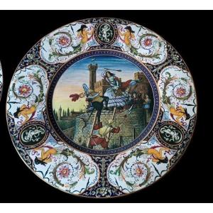 Grandissimo piatto da parata maiolica anni 20 Faenza Giuseppe Fiumi - 57 cm