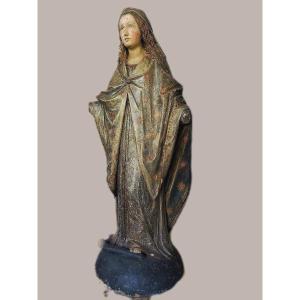 Grande scultura terracotta raffigurante madonna XVII secolo roma