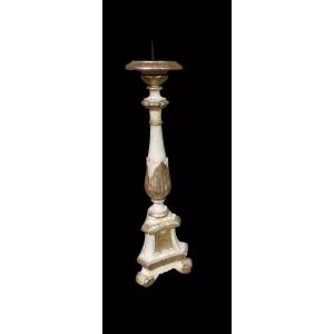 Candeliere Legno XVIII seclo Dorato Argento Mecca Originale