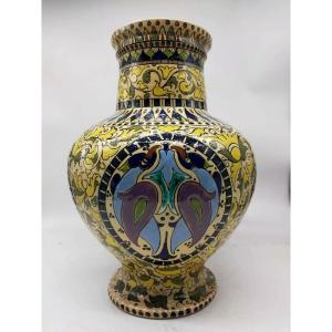 Grande vaso in maiolica liberty