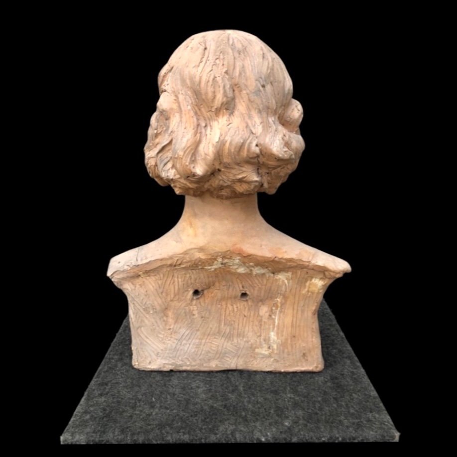 Busto in terracotta,figura femminile,firmata Georges Laethier (1875-1955)-photo-1