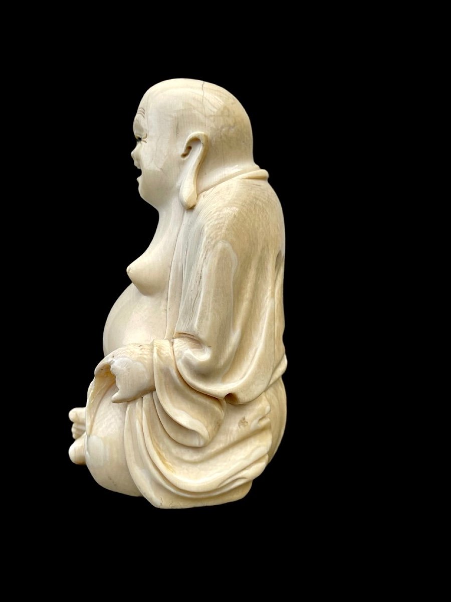 Scultura in avorio raffigurante Buddha.Giappone.-photo-3