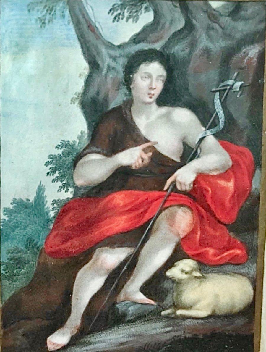 Piccolo dipinto ,tempera su carta,San Giovanni Battista -photo-2