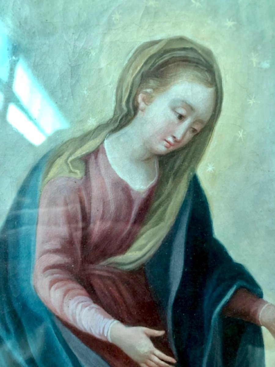 Dipinto olio su tela raffigurante San Stanislao Kostka ,Madonna con Gesu'Bambino -photo-1