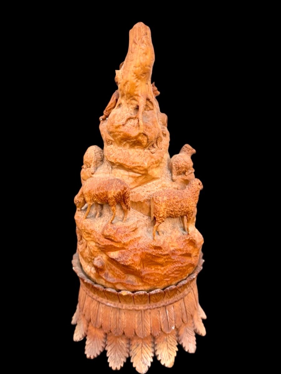 Scultura in legno dolce raffigurante pastore con pecore -photo-4