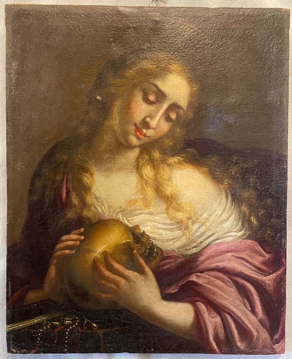 Olio su tela Maddalena penitente XVIIsecolo