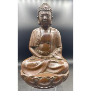 Buddha intarsiato in rame Vietnam XIX secolo