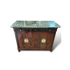 XIX Secolo, Credenza in legno con marmo e bronzo dorato