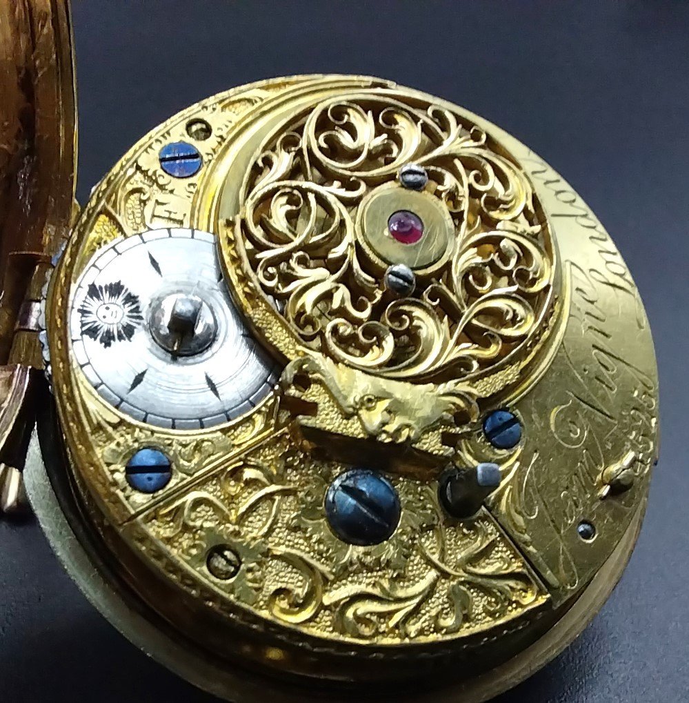 Orologio da tasca con cassa sbalzata, epoca 1780, James Vigne-photo-7