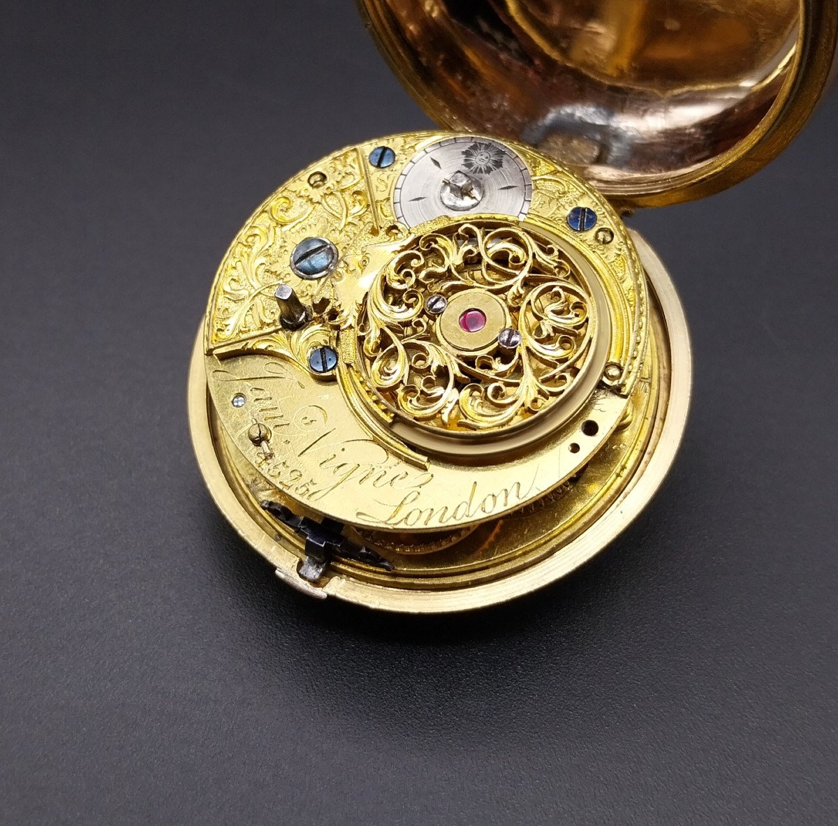 Orologio da tasca con cassa sbalzata, epoca 1780, James Vigne-photo-8