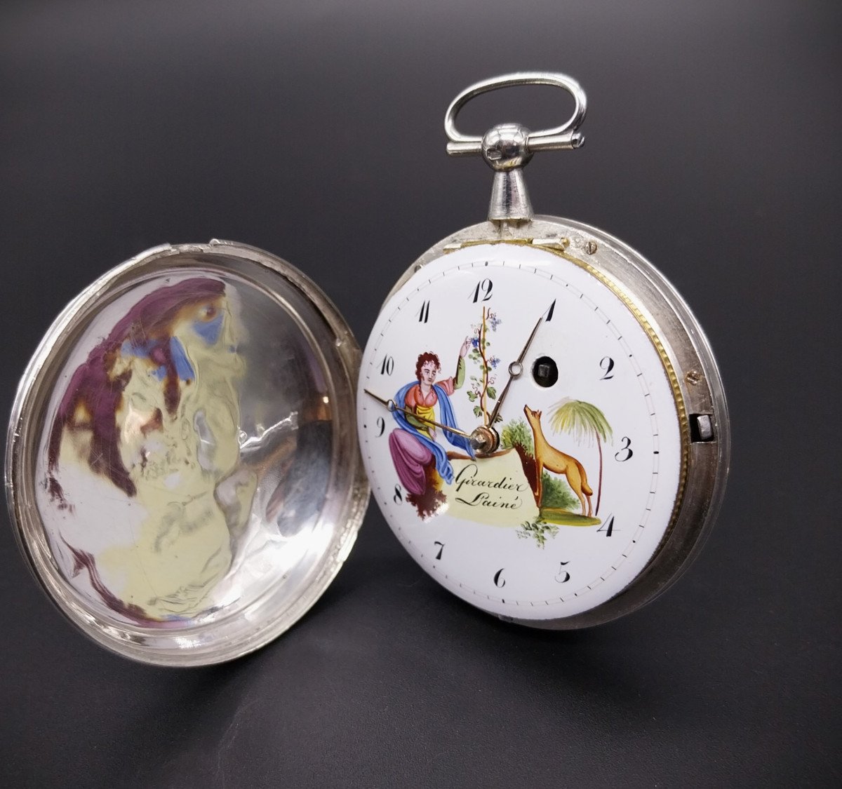 Orologio da tasca con scappamento a verga e quadrante dipinto, Fine 700-photo-1