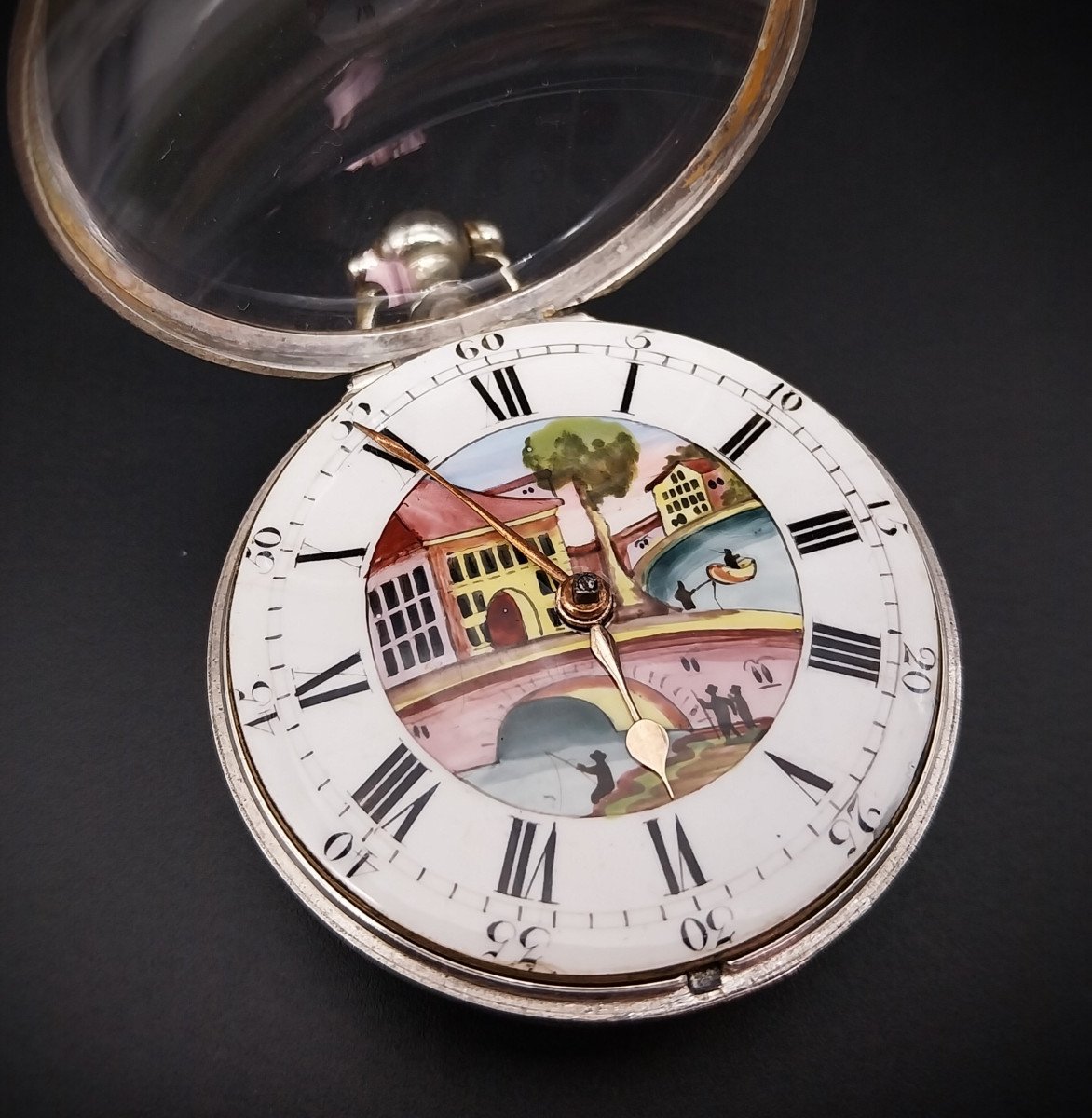 Orologio inglese con scappamento a verga  e quadrante dipinto, 1812-photo-2