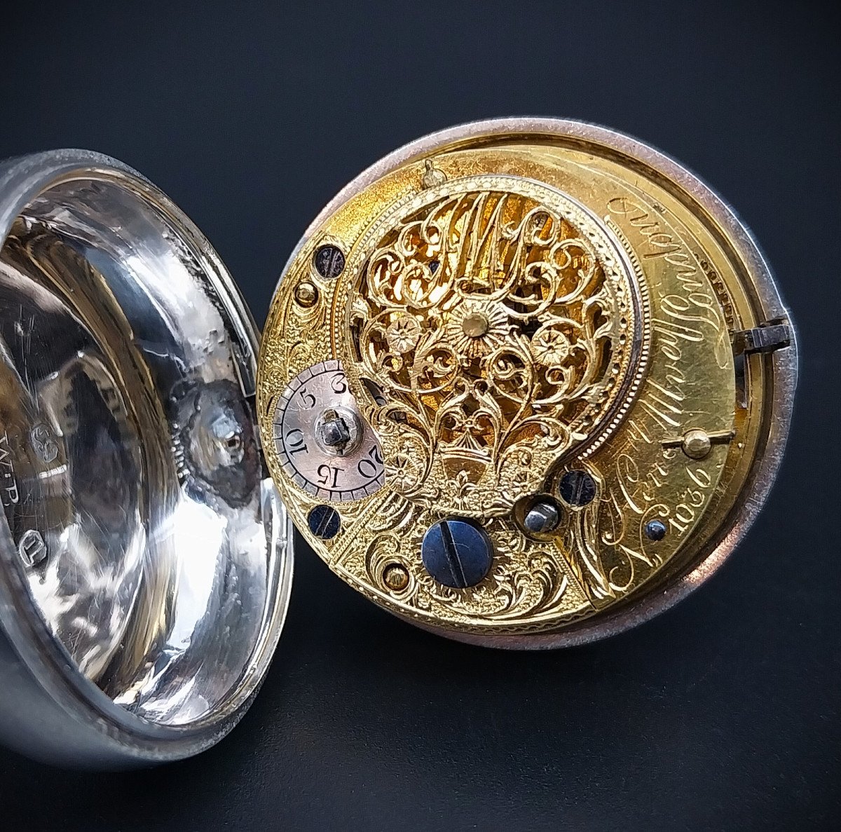 Raro orologio inglese con scappamento a verga e con cassa in corno dipinto, anno 1796.-photo-3