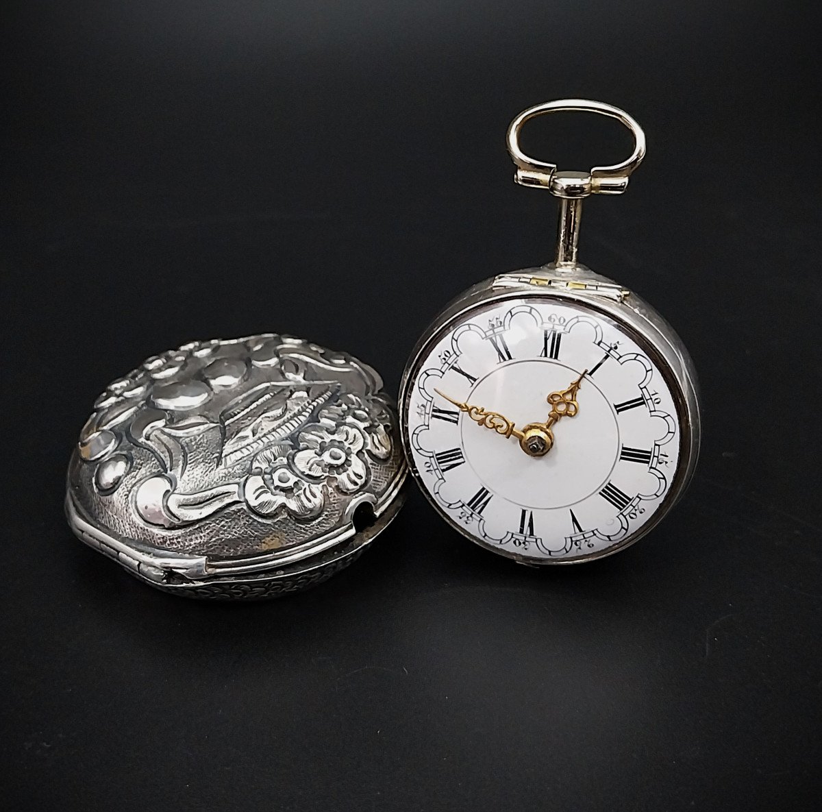 Orologio da tasca inglese Repoussé con scappamento a verga, 1766-photo-4