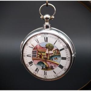 Orologio inglese con scappamento a verga  e quadrante dipinto, 1812