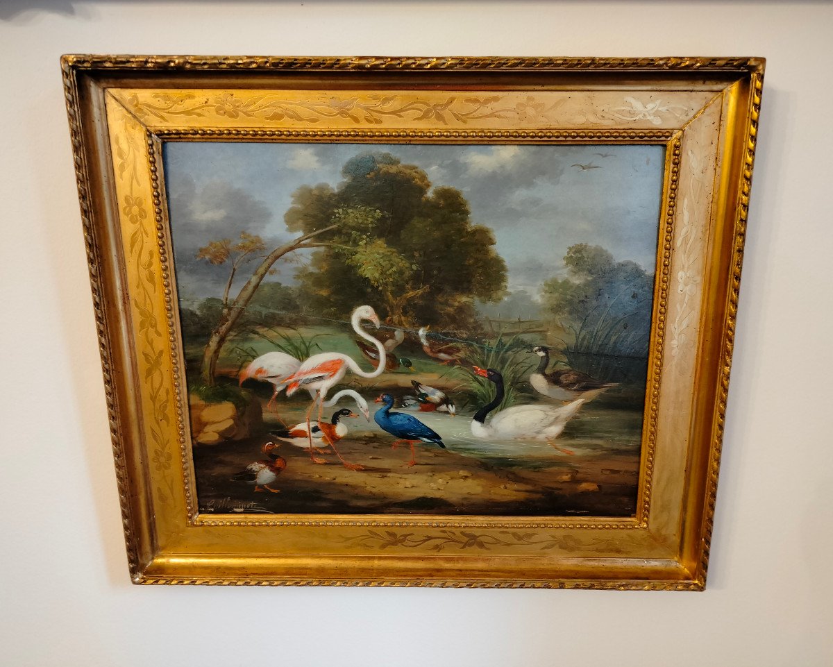 '' Fauna e  Flora '' Olio su tavola - Claude Guilleminet - Paris 1821-1885-photo-5