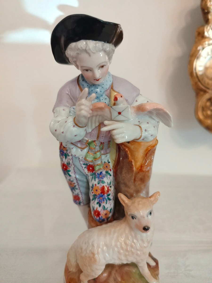 Statuina MEISSEN-Messaggero e colomba-photo-2