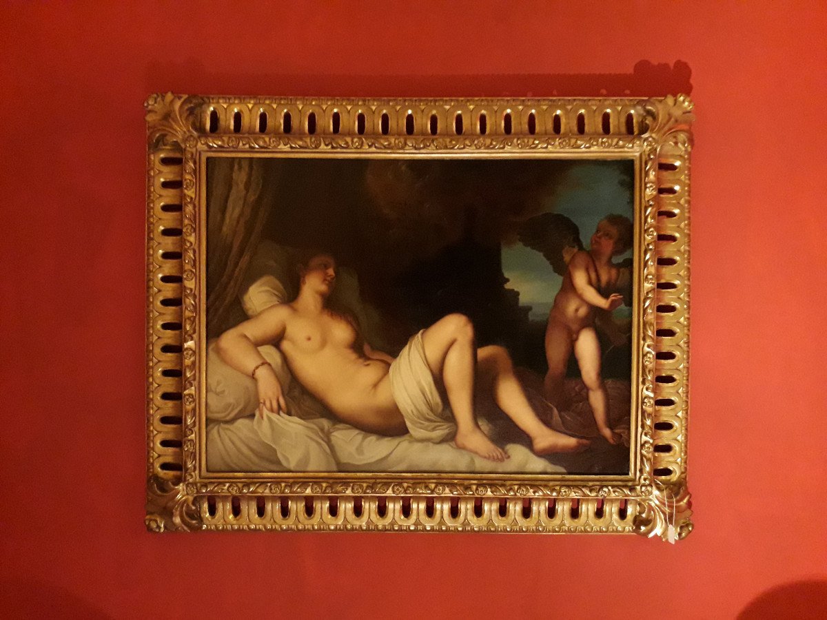 DIPINTO  '' Danaé '' (Scuola del Tiziano) olio su tela - Epoca fine XVIII s.