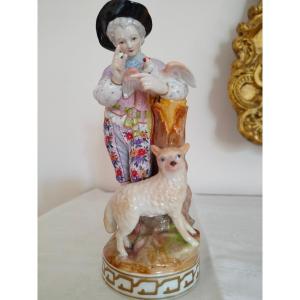 Statuina MEISSEN-Messaggero e colomba