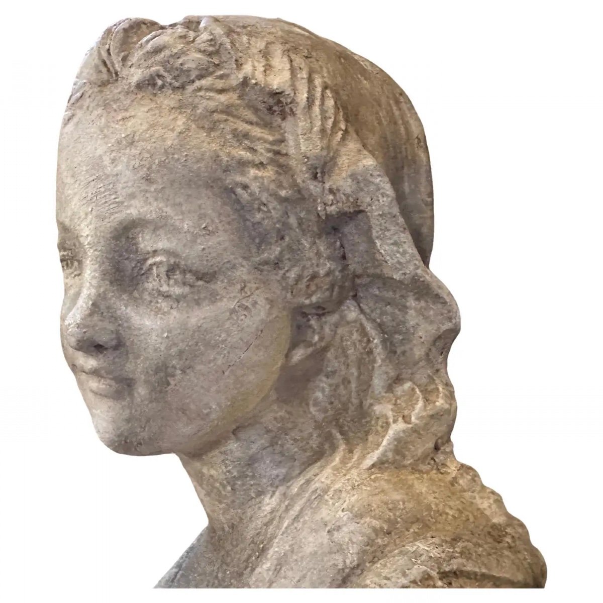 Scultura siciliana in terracotta degli anni '30 di una giovane ragazza-photo-2