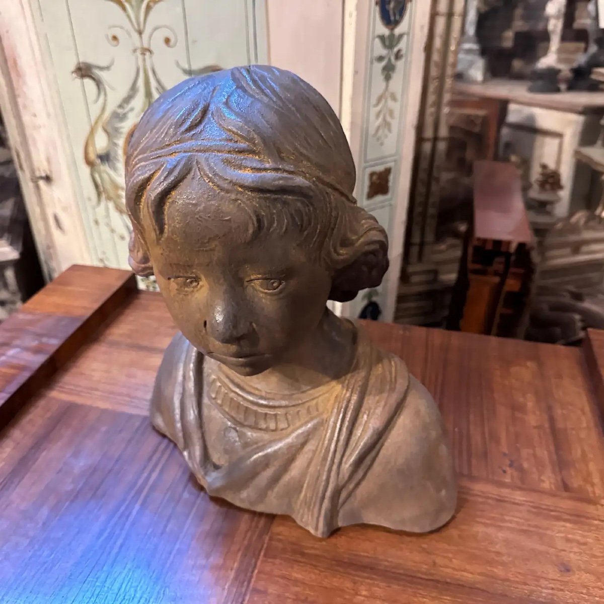 Anni '30 Busto siciliano in terracotta artigianale di una giovane ragazza-photo-4