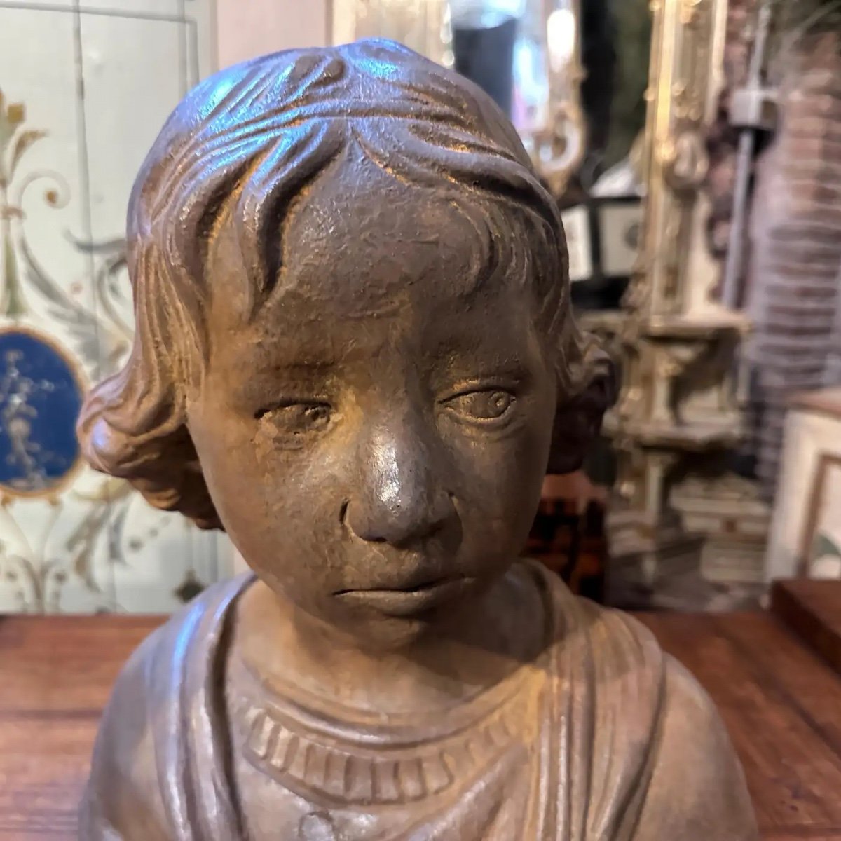 Anni '30 Busto siciliano in terracotta artigianale di una giovane ragazza-photo-1