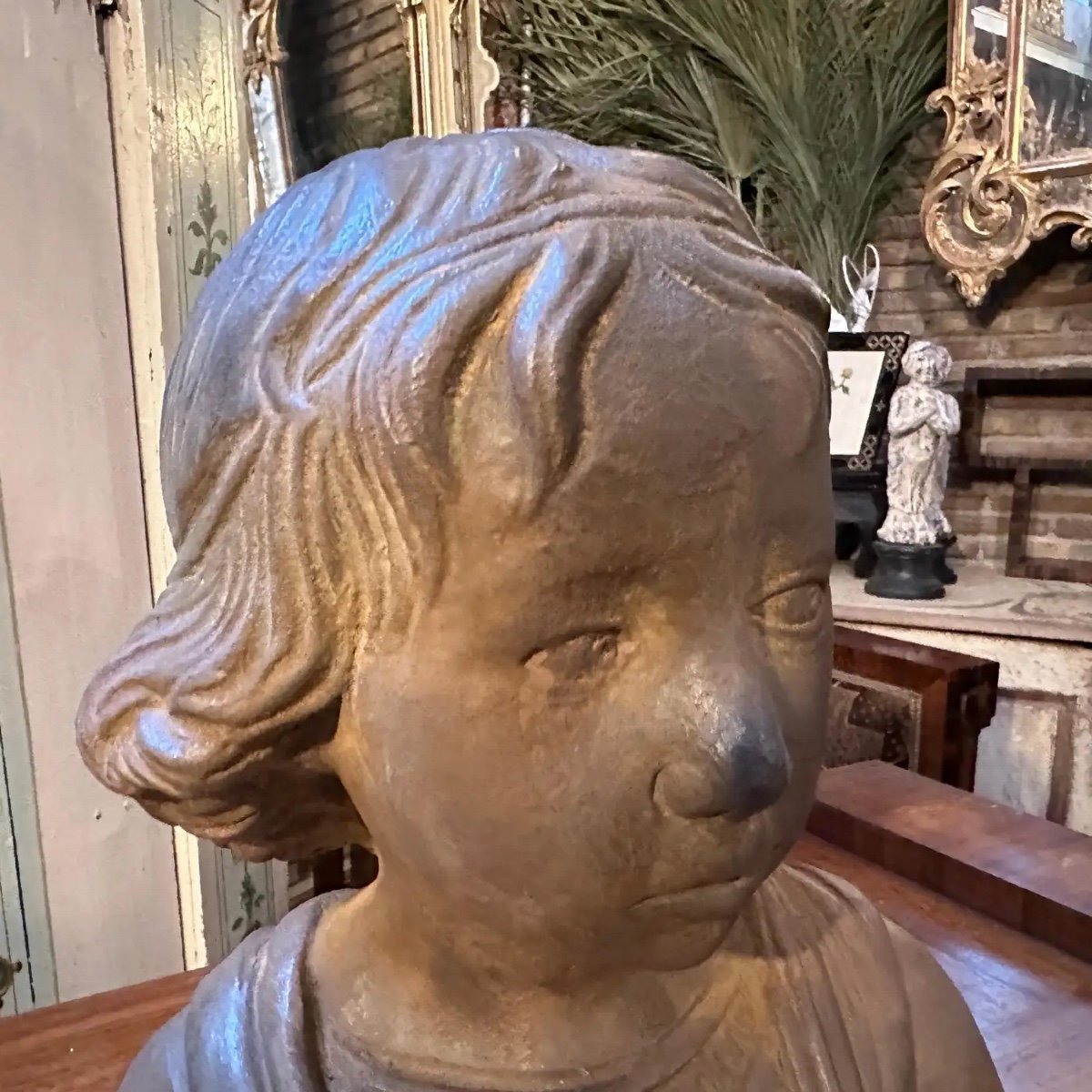 Anni '30 Busto siciliano in terracotta artigianale di una giovane ragazza-photo-5