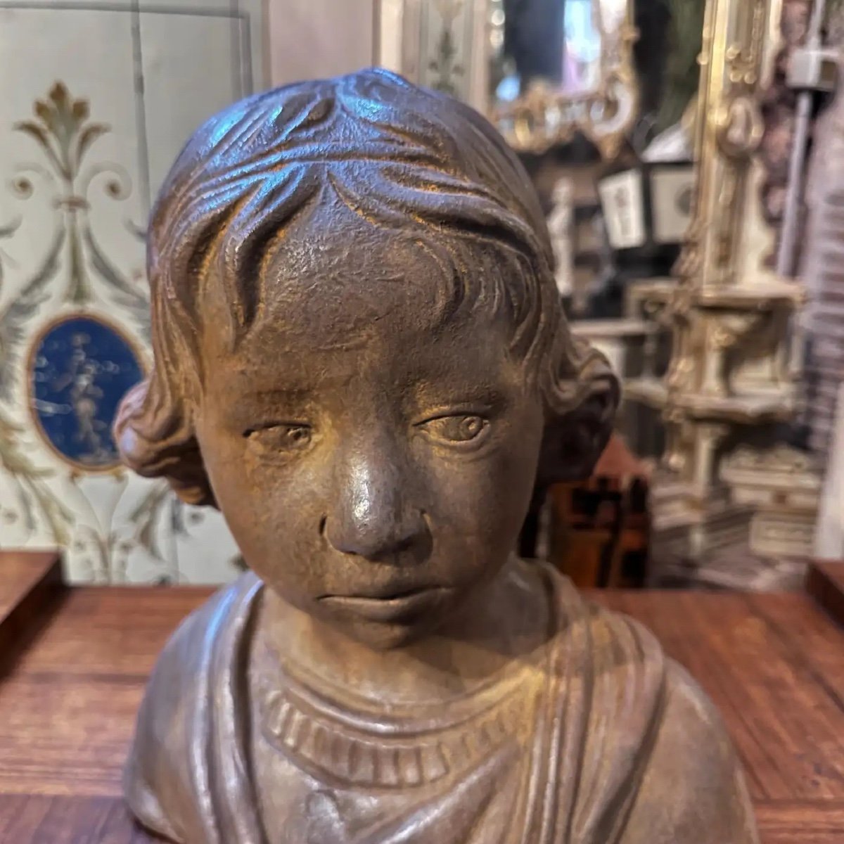 Anni '30 Busto siciliano in terracotta artigianale di una giovane ragazza-photo-7