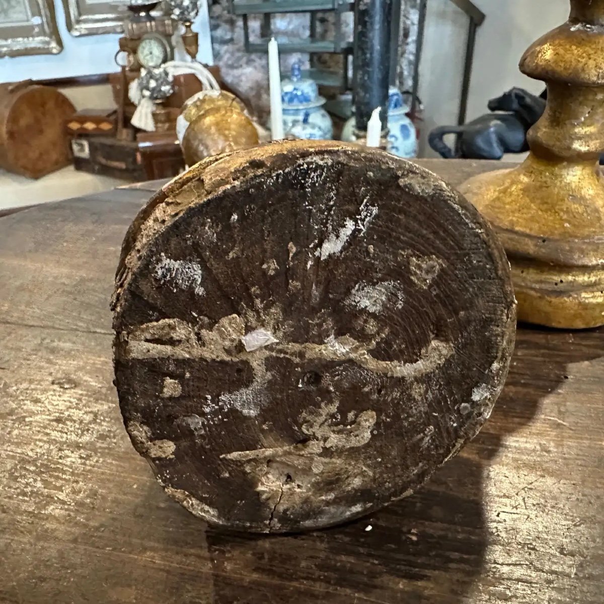 Set di due torce siciliane Impero in legno dorato dell'inizio del XIX secolo-photo-7