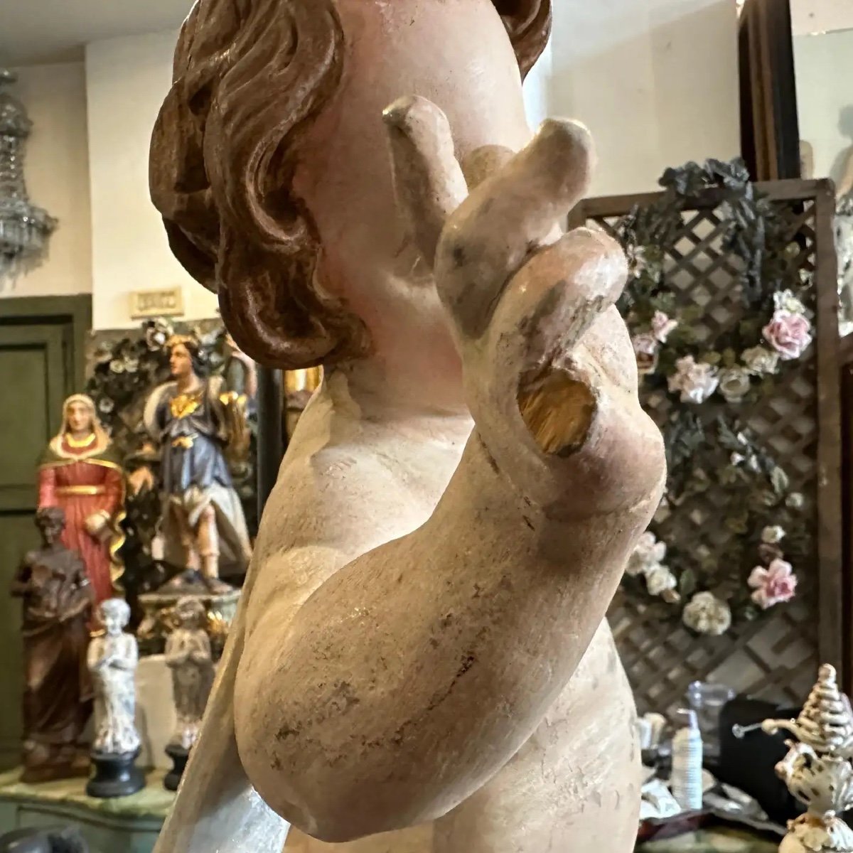 Scultura barocca italiana dell'inizio del XVIII secolo raffigurante un angelo-photo-2