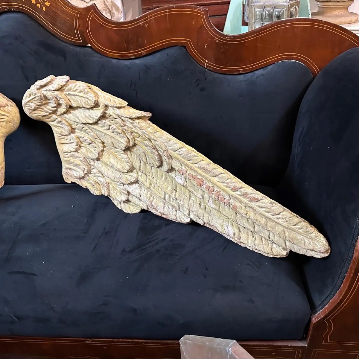 Ali d'angelo italiane in legno barocco laccato e intagliato a mano dell'inizio del XVIII secolo-photo-1