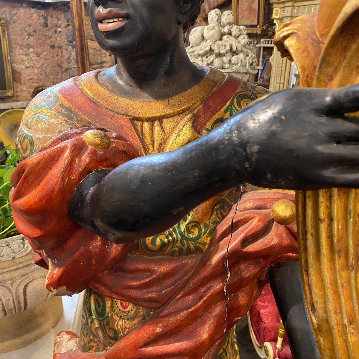 Paire De Maures Vénitiens En Bois Laqué, Première Moitié Du XIXe Siècle-photo-7