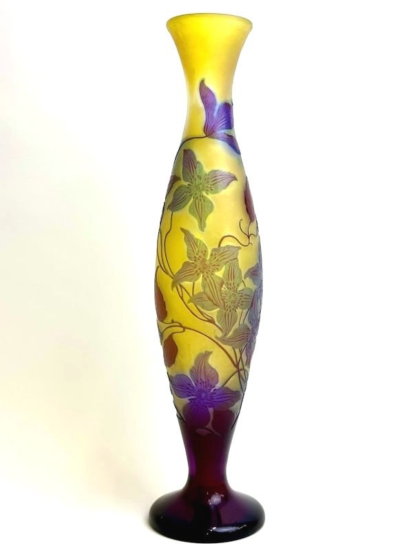 Proantic Emile Gallé Art Nouveau Vase Clematis 