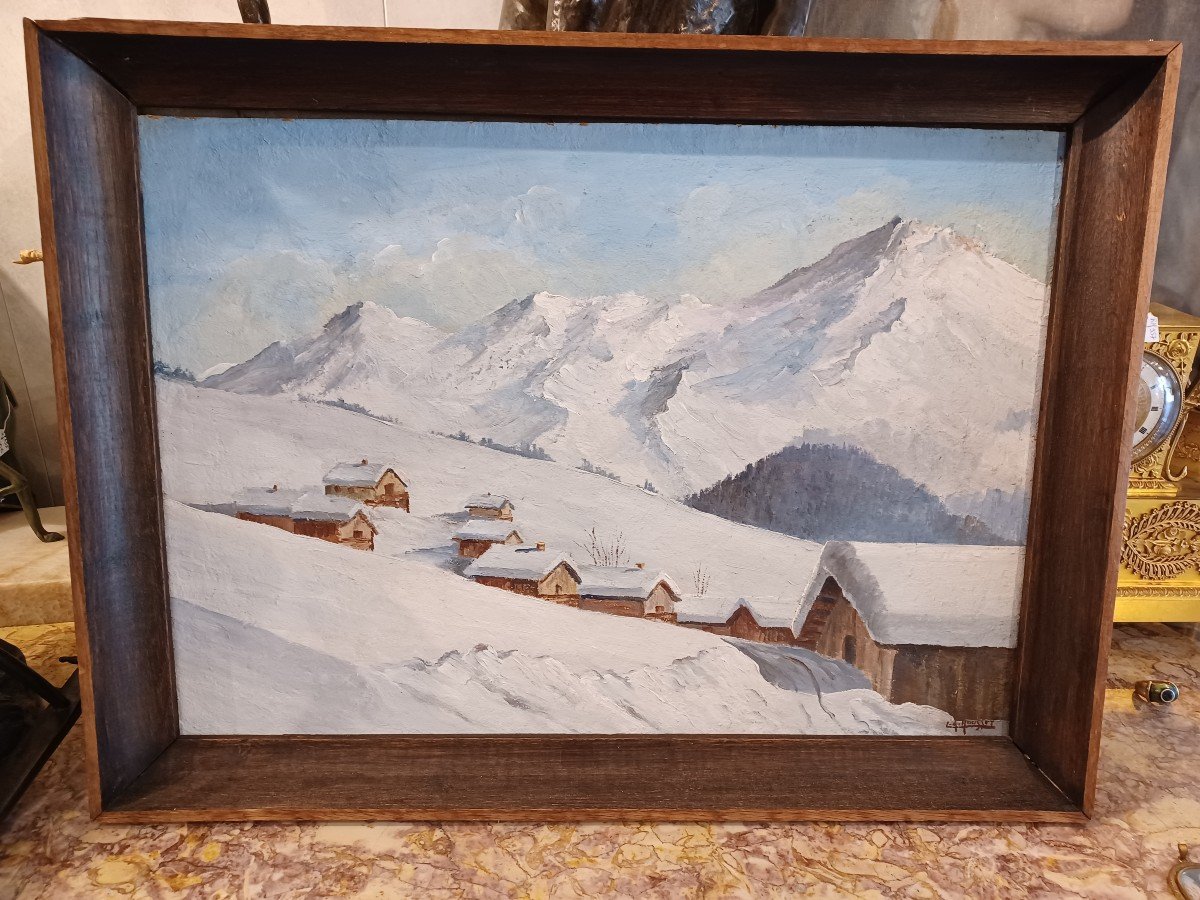 Proantic: Snowy Mountain Painting