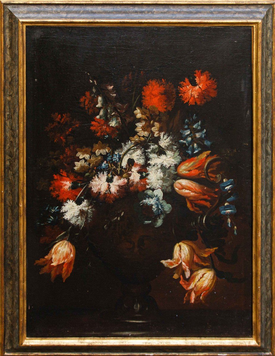 Scuola lombarda, XVII secolo,  Vaso di fiori