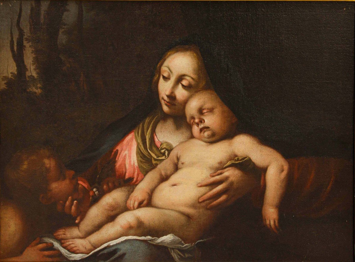 XVII-XVIII secolo, Cerchia di Carlo Cignani ( 1628 – 1718), Madonna con Bambino -photo-2