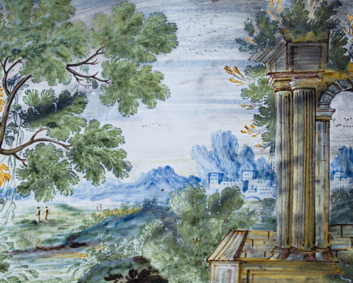 Prima metà del XVIII secolo, Mattonella Castelli, Paesaggio con architetture e figure  -photo-3