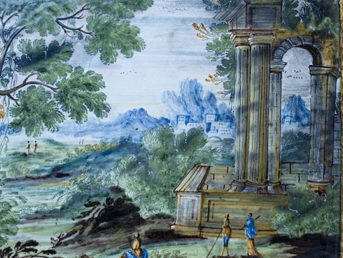 Prima metà del XVIII secolo, Mattonella Castelli, Paesaggio con architetture e figure  -photo-4