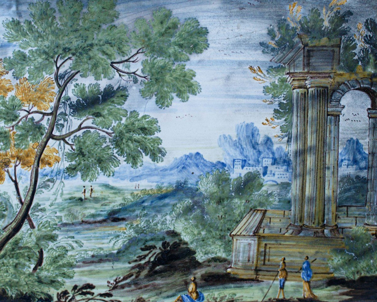 Prima metà del XVIII secolo, Mattonella Castelli, Paesaggio con architetture e figure  -photo-2