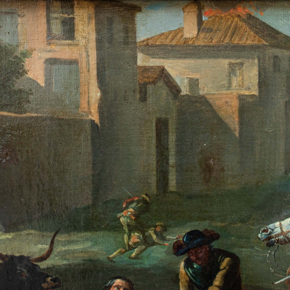  Giovanni Reder (Roma, 1693 - dopo il 1764) Scena di brigantaggio Olio su tela, cm 46 x 53 Con -photo-4